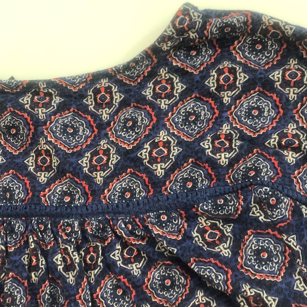 Lucky Brand M Top Blue Coral Pink Design soft stretchy elastic sleeve cuff - Picture 9 of 14